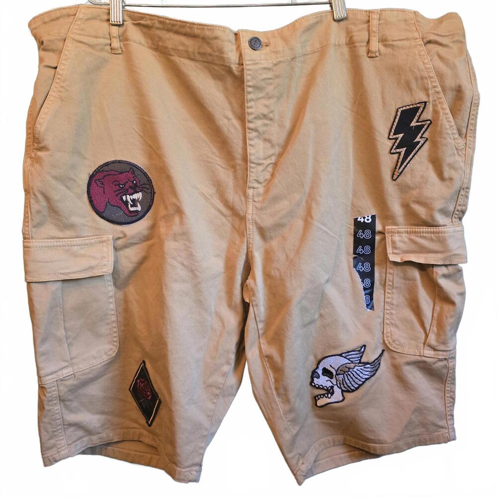 Reason Cargo Shorts with Unique Patches - NWOT